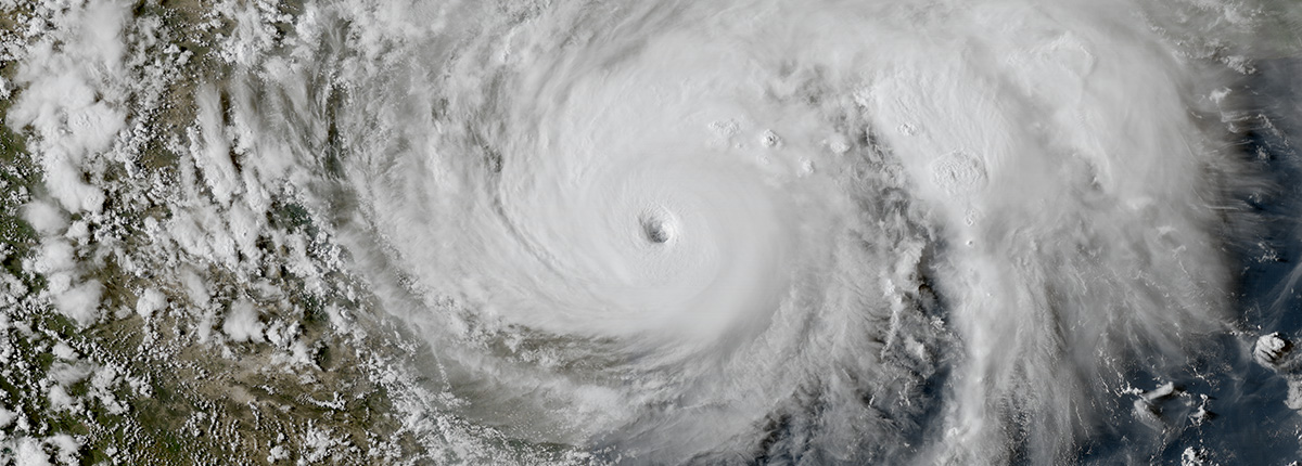 Aerial view of a hurricane